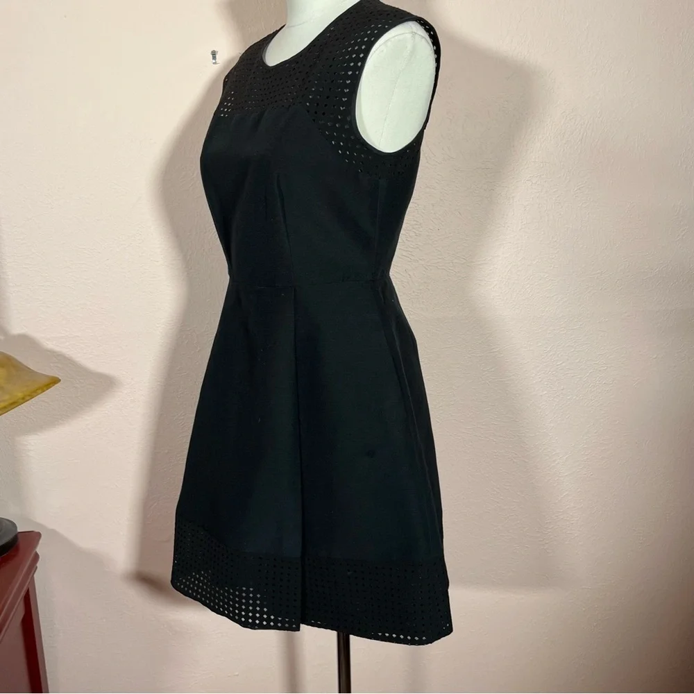 J.CREW LBD fit and flare classic black sleeveless mini dress Cocktail Silk deco